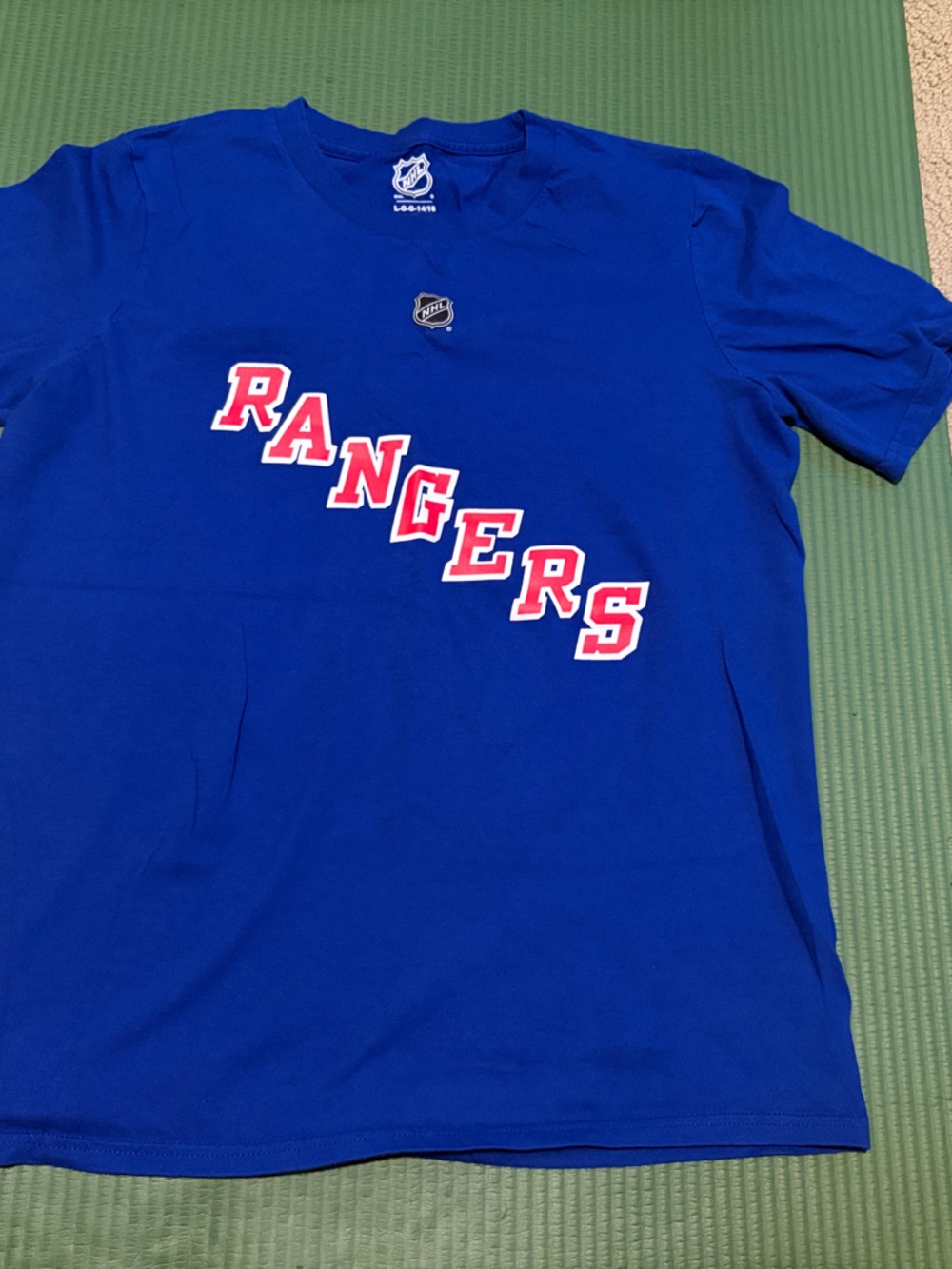 NHL Rangers Youth Blue Short Sleeve Tee with Red & White Lettering